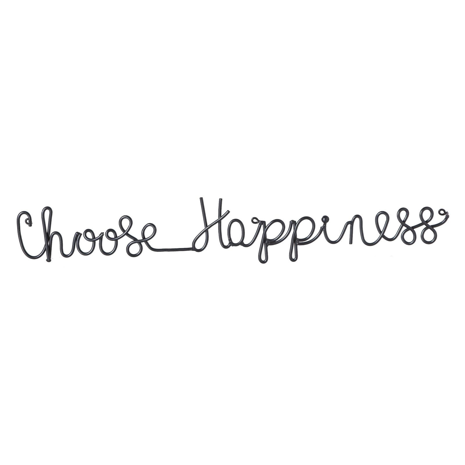 Evergreen Choose Happiness Cursive 3-D Metal Wall Decor in Black Finish
