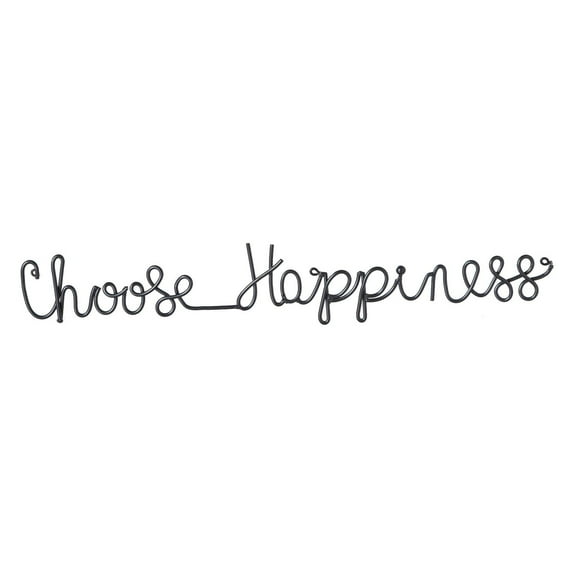 Evergreen Choose Happiness Cursive 3-D Metal Wall Decor in Black Finish