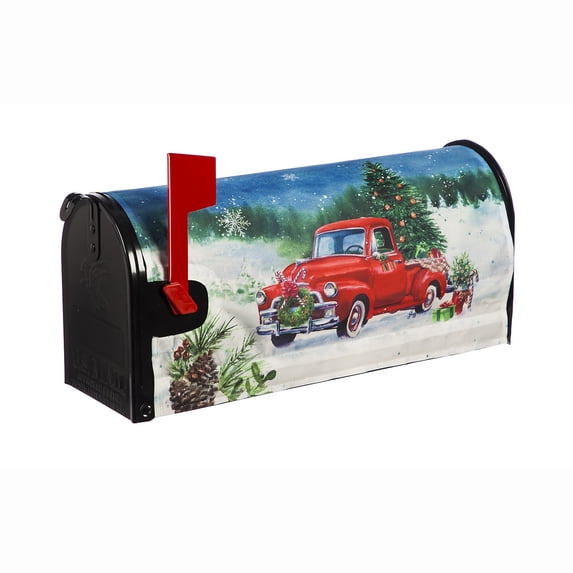 Evergreen Christmas Farm Pickup Mailbox Cover
