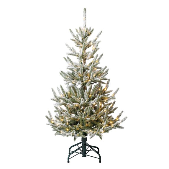 Evergreen Classics Snowy Abies Pine 4 Foot Prelit Artificial Christmas Tree