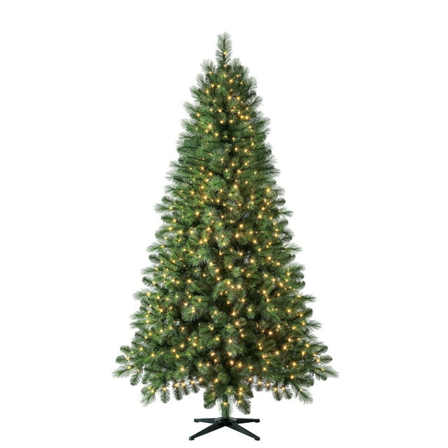 Evergreen Classics Westwood Clear Prelit LED Green Full Christmas Tree, 7.5'