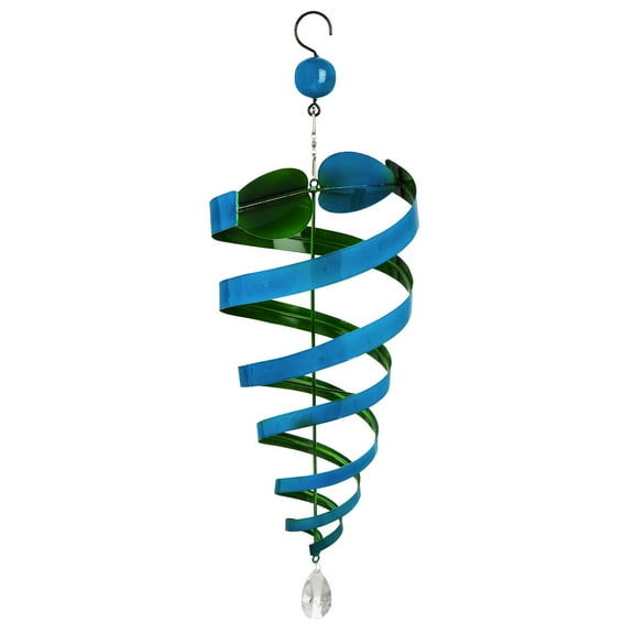 Evergreen Conical Swirl Hanging Wind Twirler, Blue and Green