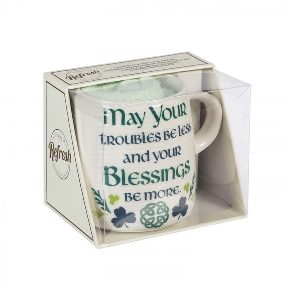 Evergreen Cypress Home Ceramic Cup and Sock Gift set 12oz Celtic Memories