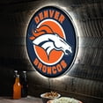 thumbnail image 1 of Denver Broncos LED XL Round Wall D-cor, 1 of 6