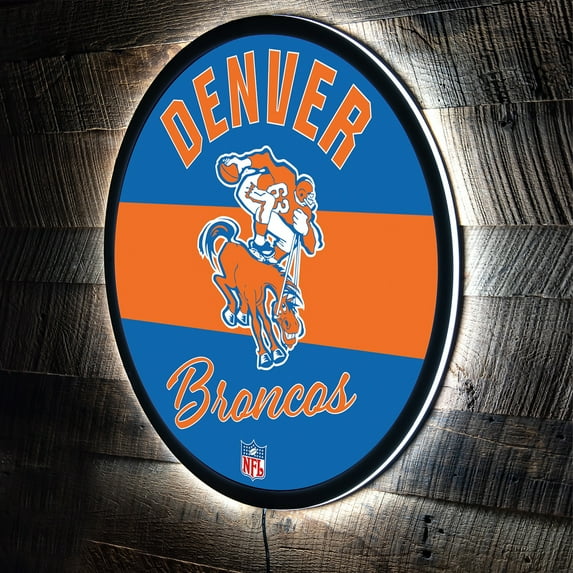 Denver Broncos 23" LED Retro Logo Round Wall Sign