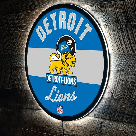 Detroit Lions 23" LED Retro Logo Round Wall Sign