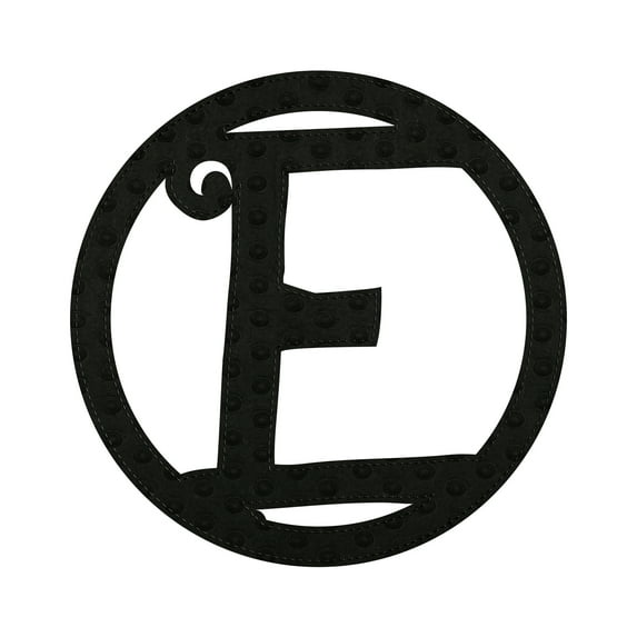 Evergreen Door Decor 10" Pin-On Black Embossed Felt Monogram Letter E, 10'' x 10'' inches