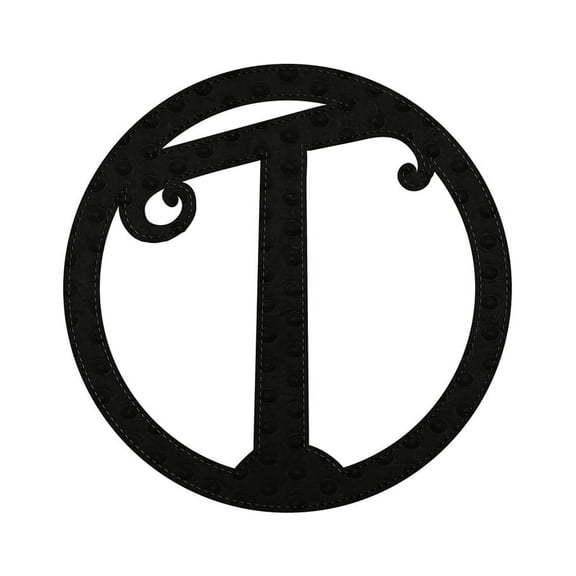 10" Patch-On Black Embossed Felt Monogram Letter T