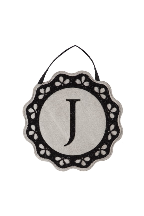 Scalloped Monogram Door Dcor, Letter J