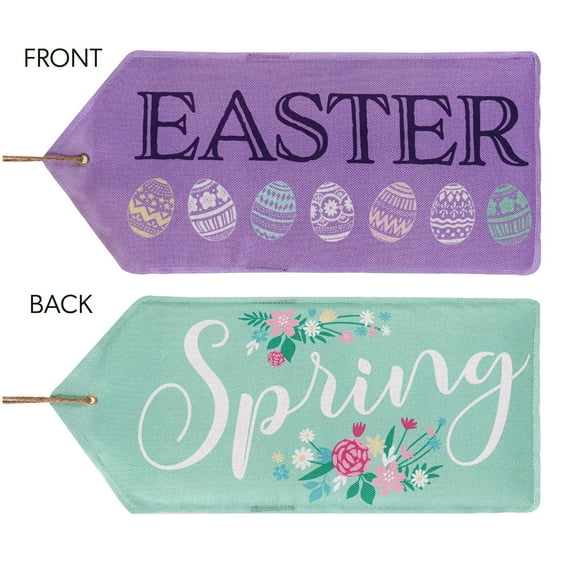 Evergreen Easter, Spring Reversible Door Tag- 8x18 in Fade and Weather Resistant Door Tag