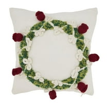 Evergreen Elegance Wreath Throw Pillow Cover