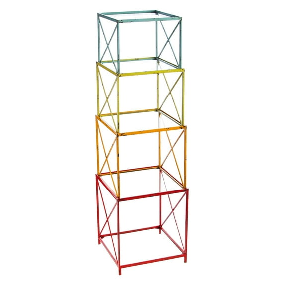 Colorful Metal And Glass 4-Tier Stackable tagre