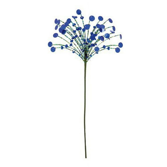 Evergreen Metal and Glass Beaded Feather Spray Plant Stake