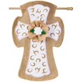 thumbnail image 1 of Evergreen Easter Cross Burlap House Flag, 28 x 44 inches, 1 of 1