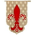 thumbnail image 1 of Evergreen Burlap Modern Fleur de Lis House Flag, 28 x 44 inches, 1 of 1