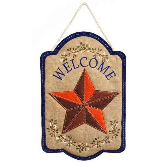 Evergreen Country Star Outdoor Safe Burlap Door Hanger