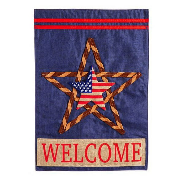 Evergreen Enterprises, Inc Patriotic Star Linen Garden Flag