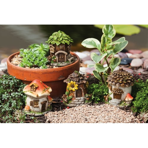 Evergreen Enterprises, Inc Fuchs Mini Fairy House 4 Piece Statue Set