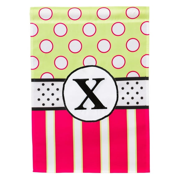 Monogram Peppy Pink Polka Dot Double Sided Garden Size Flag - X