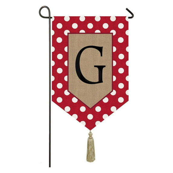 Burlap Polka-Dot Welcome Monogram G Garden Flag, 12.5 x 18 inches