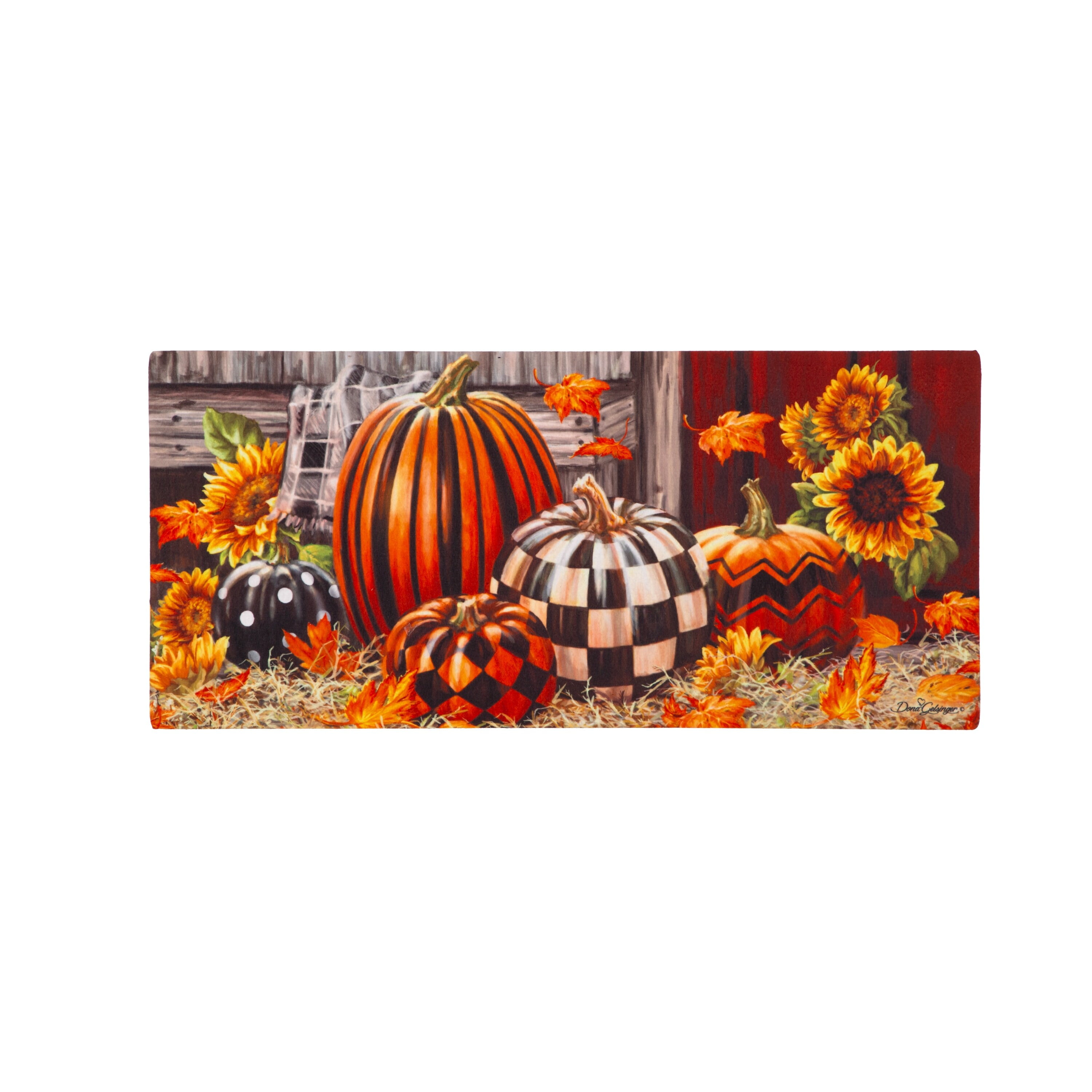 Fall Harvest Pumpkins and Sunflowers Outdoor Doormat