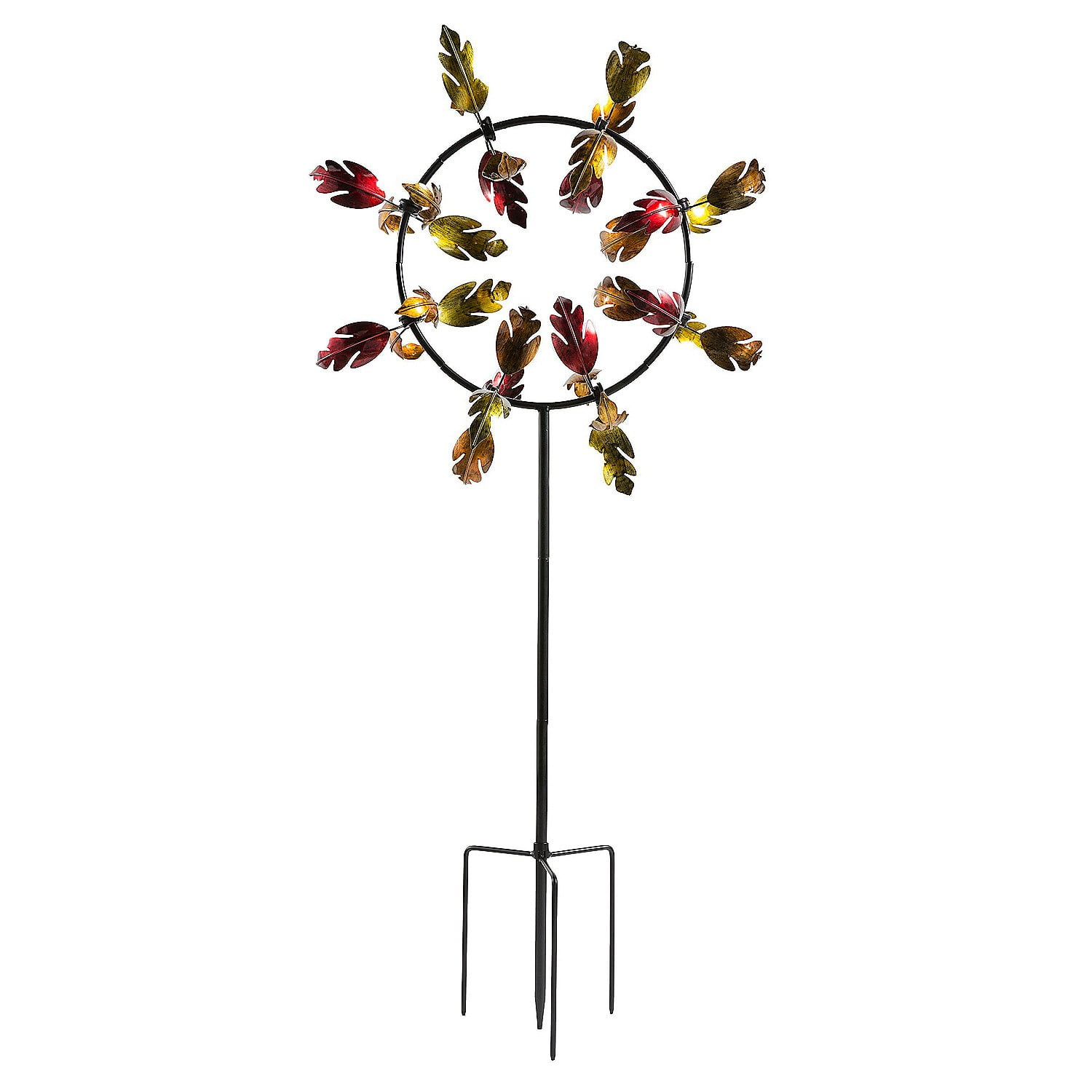 Red and Gold Metal Fall Leaves Jubilee Wind Spinner