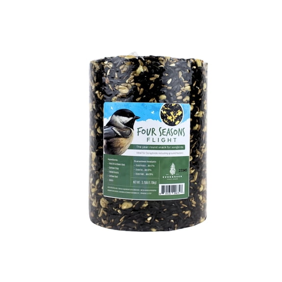 Evergreen Farm and Garden Birdseed Cylinders MVR1with Hole - Bird Seed for Outside Wild Birds (Large Cylinder, Four Seasons Flight 1pc)