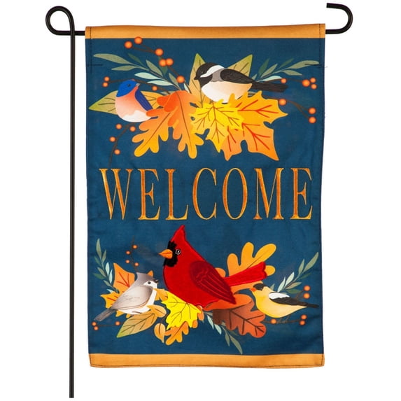 Autumn Songbirds Garden Flag 2 Sided Fall Leaves