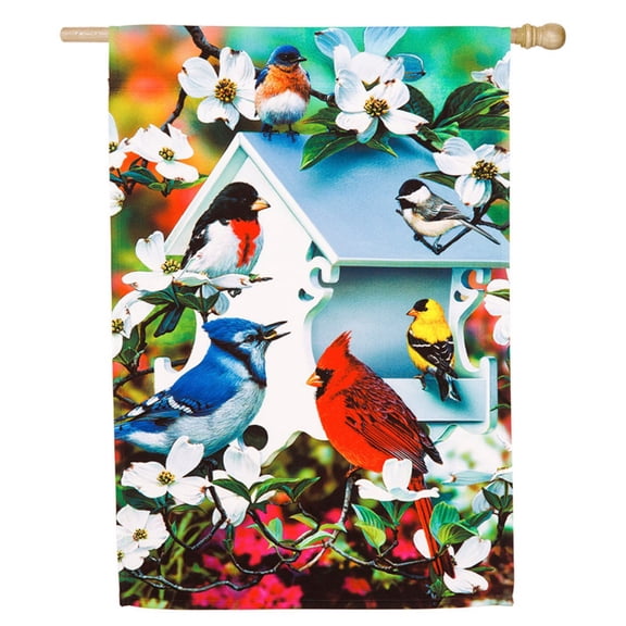 Evergreen Flag Backyard Birds Flag