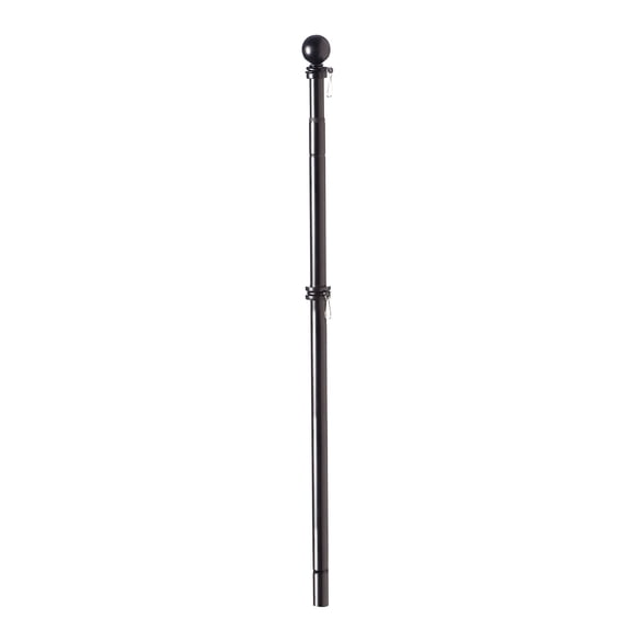 Evergreen Flag Black Weather Safe Iron Extendable House Estate Flag Pole Two Ring Clips - Extends from 35" Lx1.8" W to 60" L