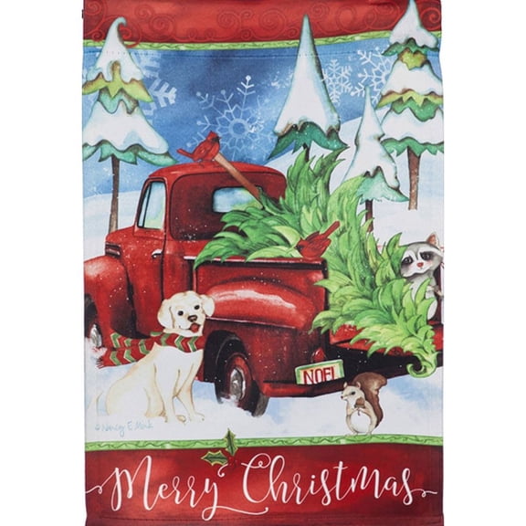 Evergreen Flag, Bringing Home the Tree Garden Suede Flag, 12.5'' x 0.15'' inches