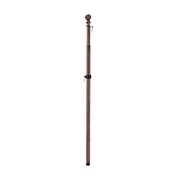 Evergreen Flag Bronze Weather Safe Iron Extendable House Estate Flag Pole Two Ring Clips - Extends from 35" Lx1.8" W to 60" L