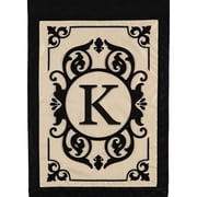 Evergreen Flag Cambridge Chic Letter K Monogram Applique Garden Flag - 12.5" Wide x 18" High