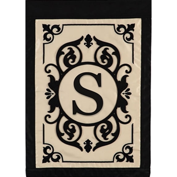 Evergreen Flag Cambridge Chic Letter S Monogram Applique Garden Flag - 12.5" Wide x 18" High