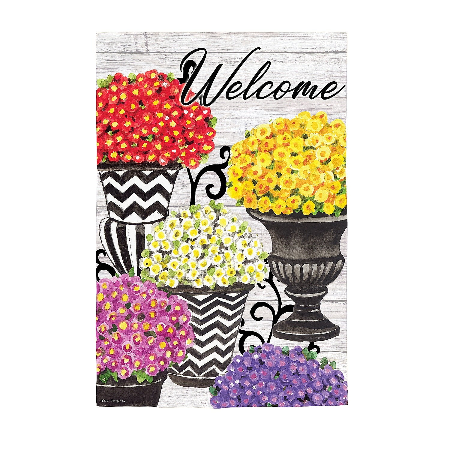 Colorful Topiary Suede Garden Flag with Floral Design