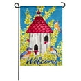 thumbnail image 1 of Evergreen Suede Double Sided Garden Flag - Forsynthia Birdhouse, Size - 12.5  x 18 Inches, Outdoor Seasonal Holiday Yard Decorative Flag, 1 of 1