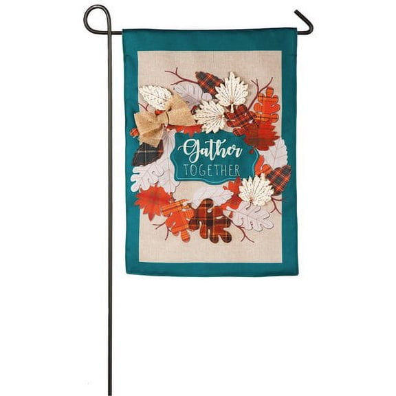 Evergreen Flag & Garden Autumn Leaves Wreath 2-Sided Polyester 1'6 x 1 ft. Garden Flag
