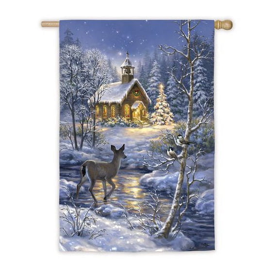 Evergreen Flag & Garden Chapel in the Snow Polyester 1'6 x 1 ft. House Flag