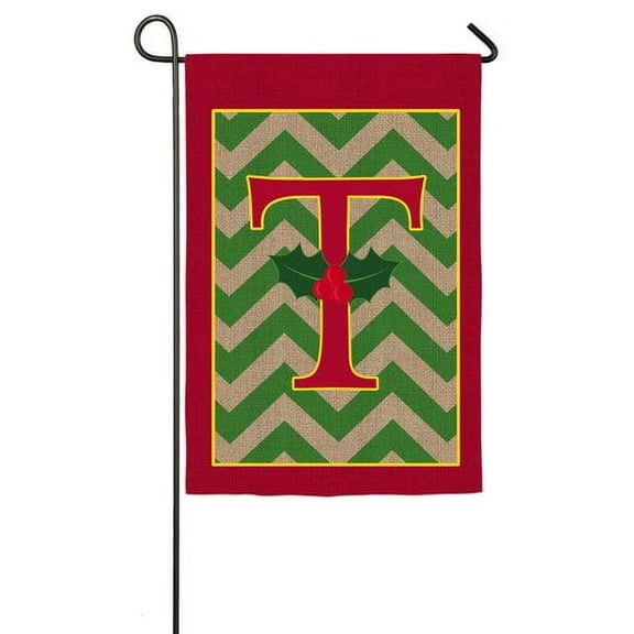 Evergreen Flag & Garden Holly Monogram Garden Flag