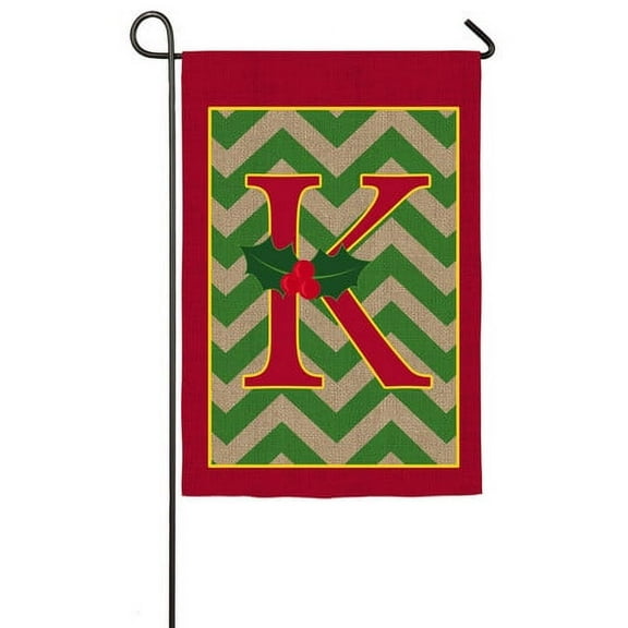 Evergreen Flag & Garden Holly Monogram Garden Flag