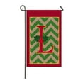 thumbnail image 1 of Chevron Stripe Holly Accented L Monogram Garden Flag, 1 of 7