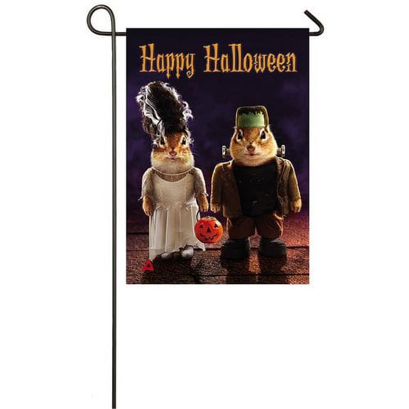 Evergreen Suede Garden Flag - Monster Couple