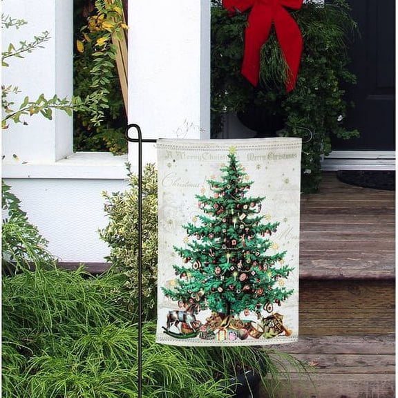Evergreen Flag & Garden O Christmas Tree 2-Sided Polyester 1'6 x 1 ft. Garden Flag