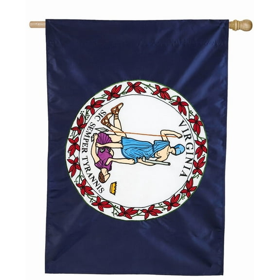 Applique Screen Printed State of Virginia House Flag, 29 x 44 inches