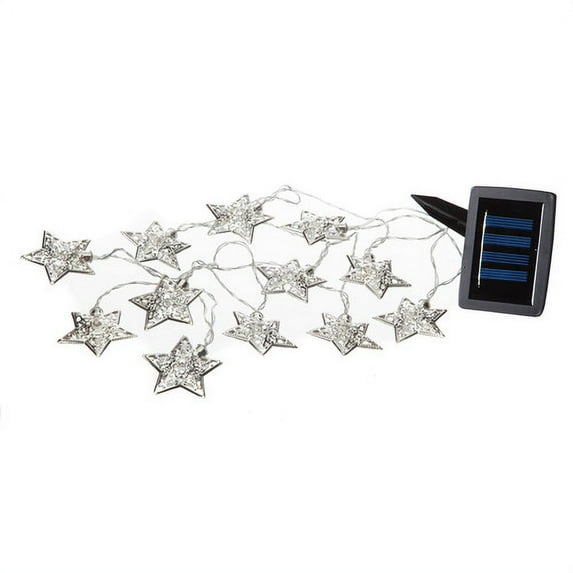 Silver Star Shaped LED Solar String Lights