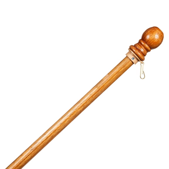 Evergreen Flag 56" Solid Wood Pole for 3x5 American Estate Flag with Pole Sleeve | Weatherproof Outdoor Single Flag Holder Tangle Free Clip