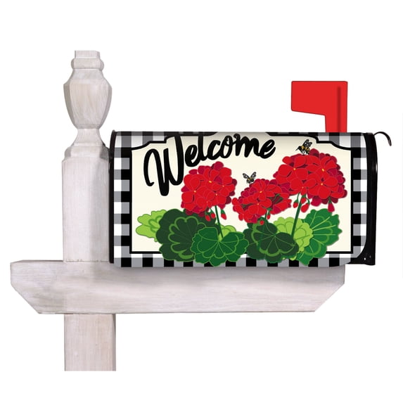 Evergreen Flag Geranium Plaid Mailbox Cover Durable and Well Made Home and Garden Dcor
