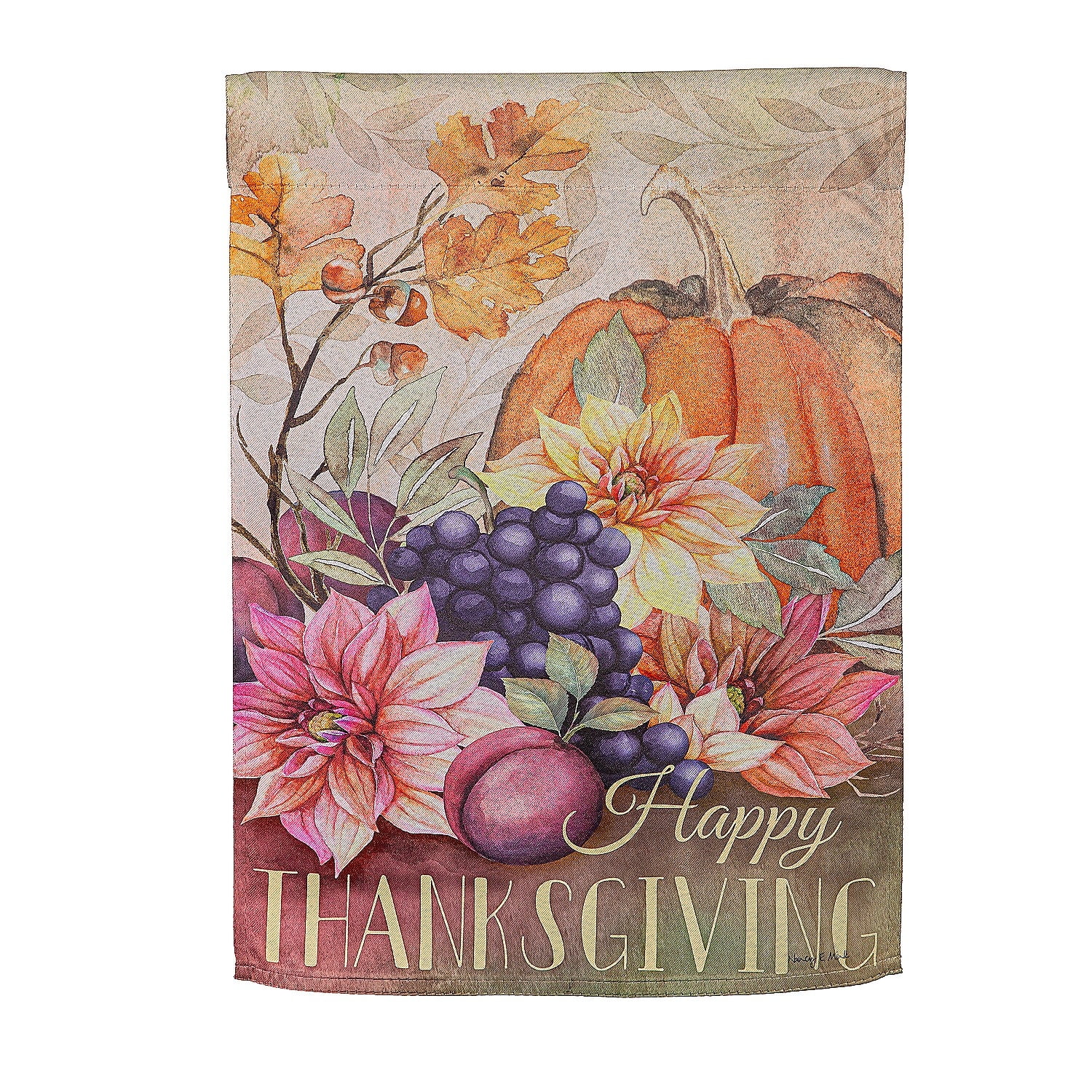 Happy Thanksgiving Multicolor Suede Garden Flag 12 x 18 Inches