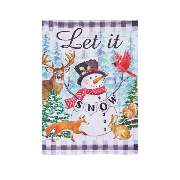 Let It Snow White Suede Winter Garden Flag