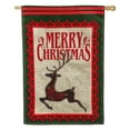 thumbnail image 1 of Evergreen Burlap House Flag - Merry Christmas Reindeer, 1 of 2